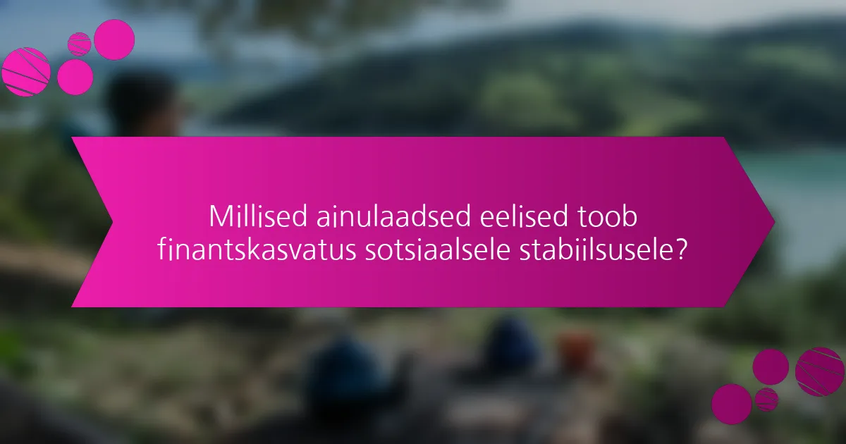 Millised ainulaadsed eelised toob finantskasvatus sotsiaalsele stabiilsusele?