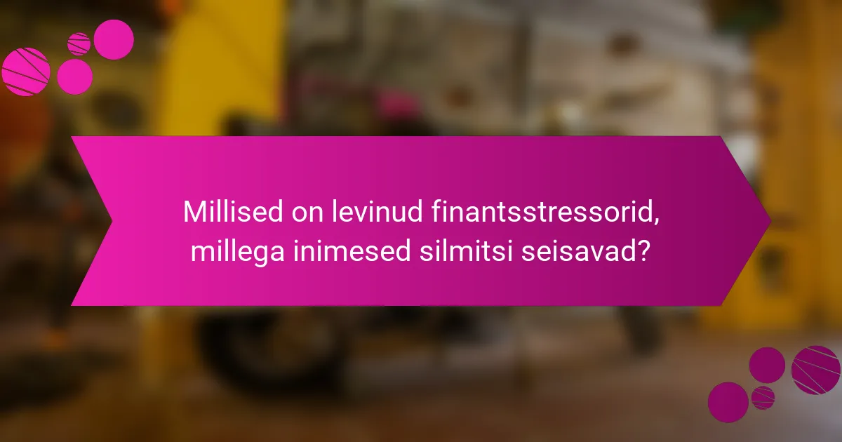 Millised on levinud finantsstressorid, millega inimesed silmitsi seisavad?