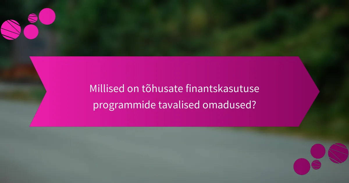 Millised on tõhusate finantskasutuse programmide tavalised omadused?