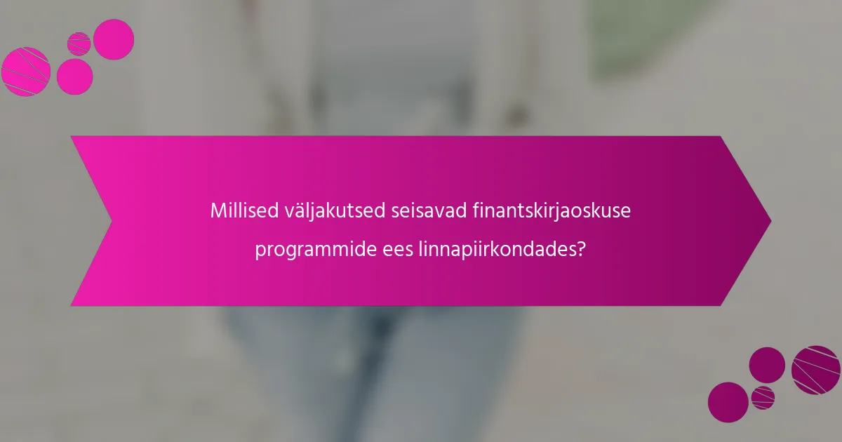 Millised väljakutsed seisavad finantskirjaoskuse programmide ees linnapiirkondades?